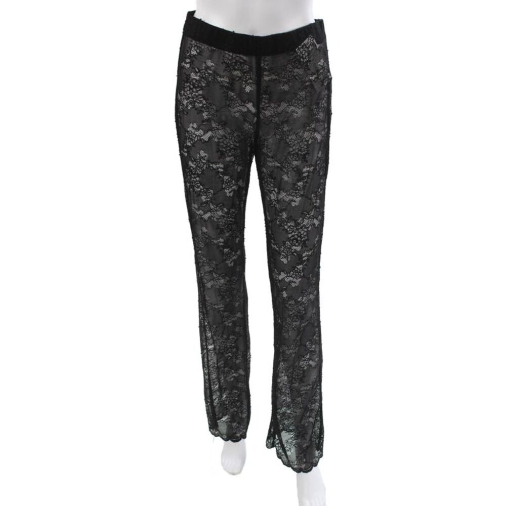 Zara Womens Straight Lace Floral Pants Black Gothic Size M